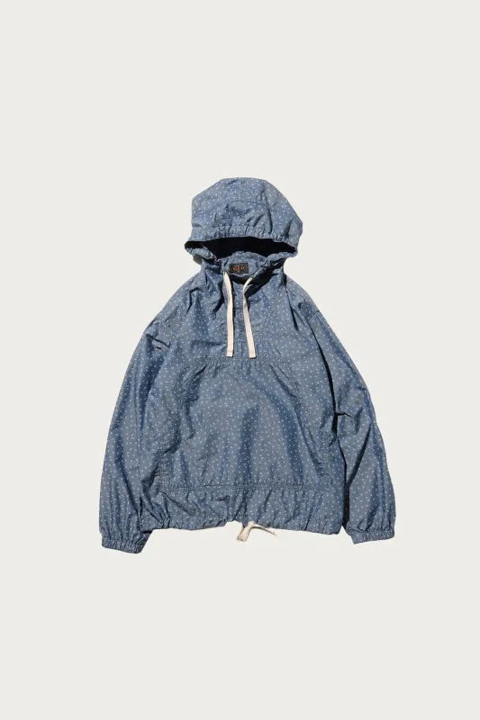 MIL Smock NYCO Indigo Chambray Discharge Print - Calico made by BEAMS PLUS