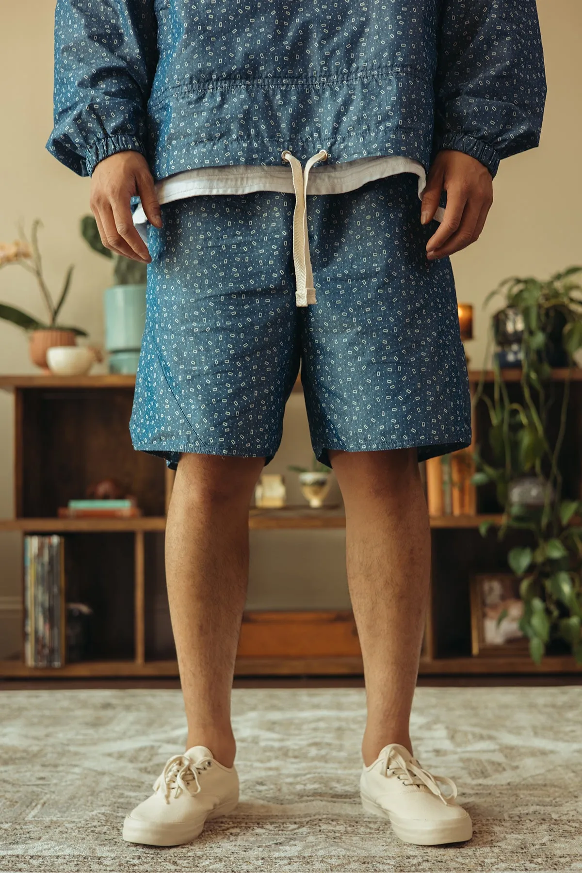 MIL Athletic Shorts NYCO Indigo Chambray Discharge Print - Calico sold by Canoe Club product image thumbnail 2