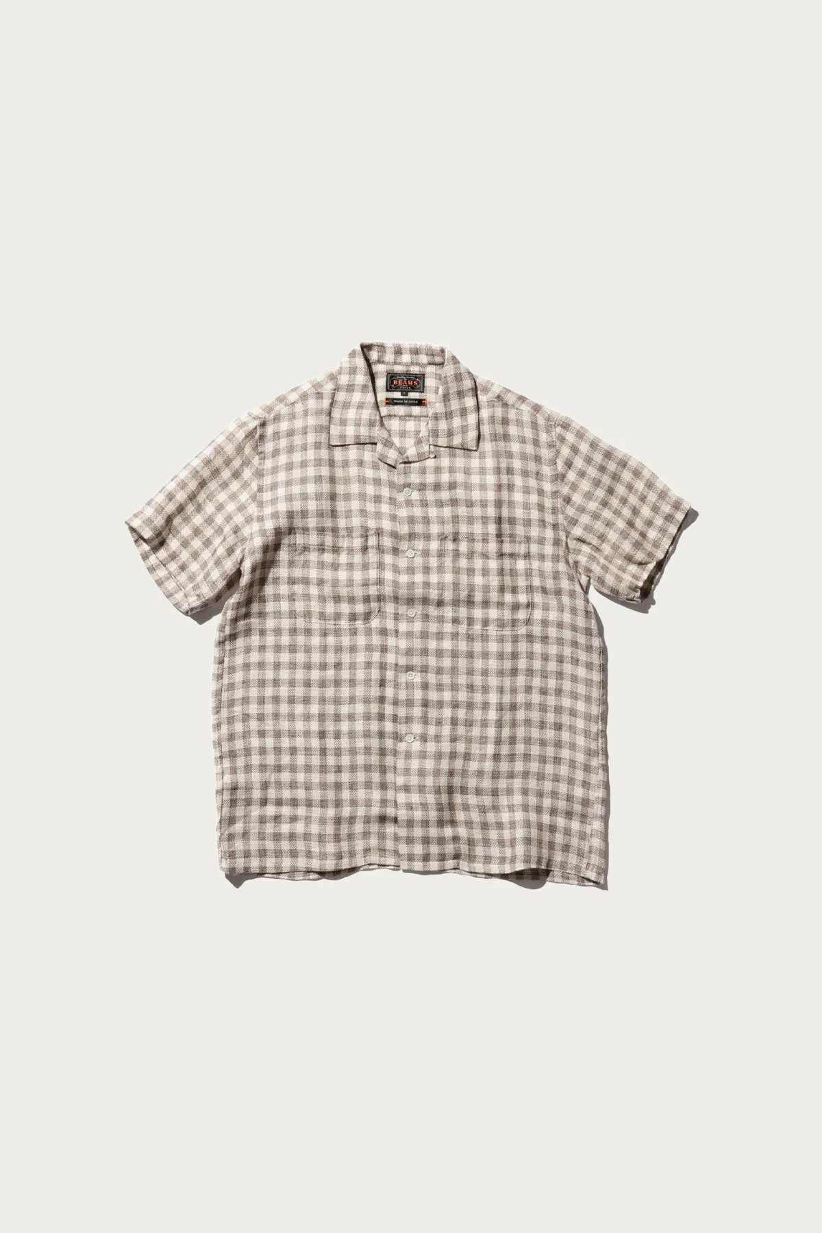Open Collar Pajama Plaid Linen - Brown sold by Canoe Club