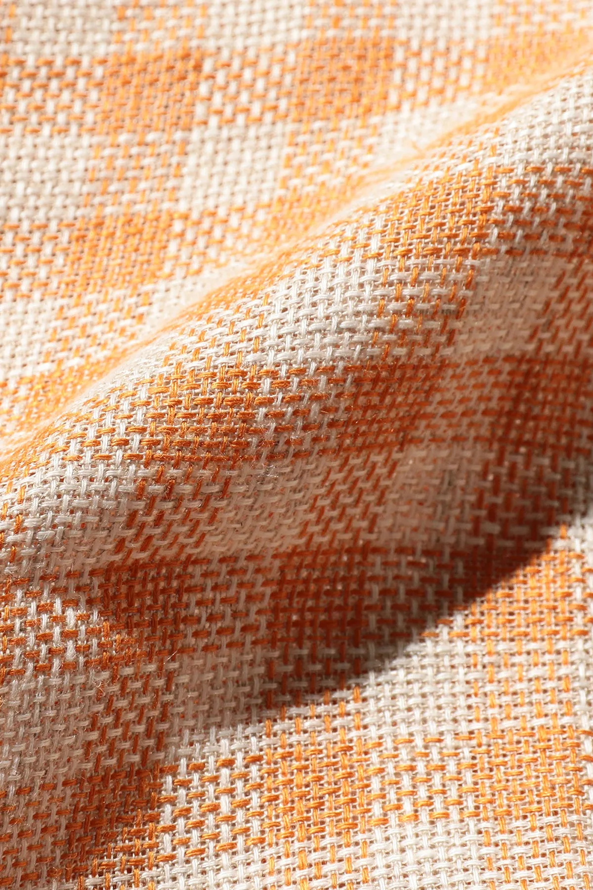 Open Collar Pajama Plaid Linen - Orange sold by Canoe Club product image thumbnail 4