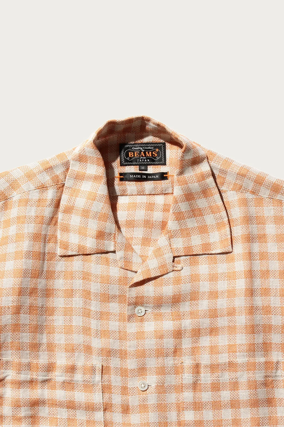 Open Collar Pajama Plaid Linen - Orange sold by Canoe Club product image thumbnail 3