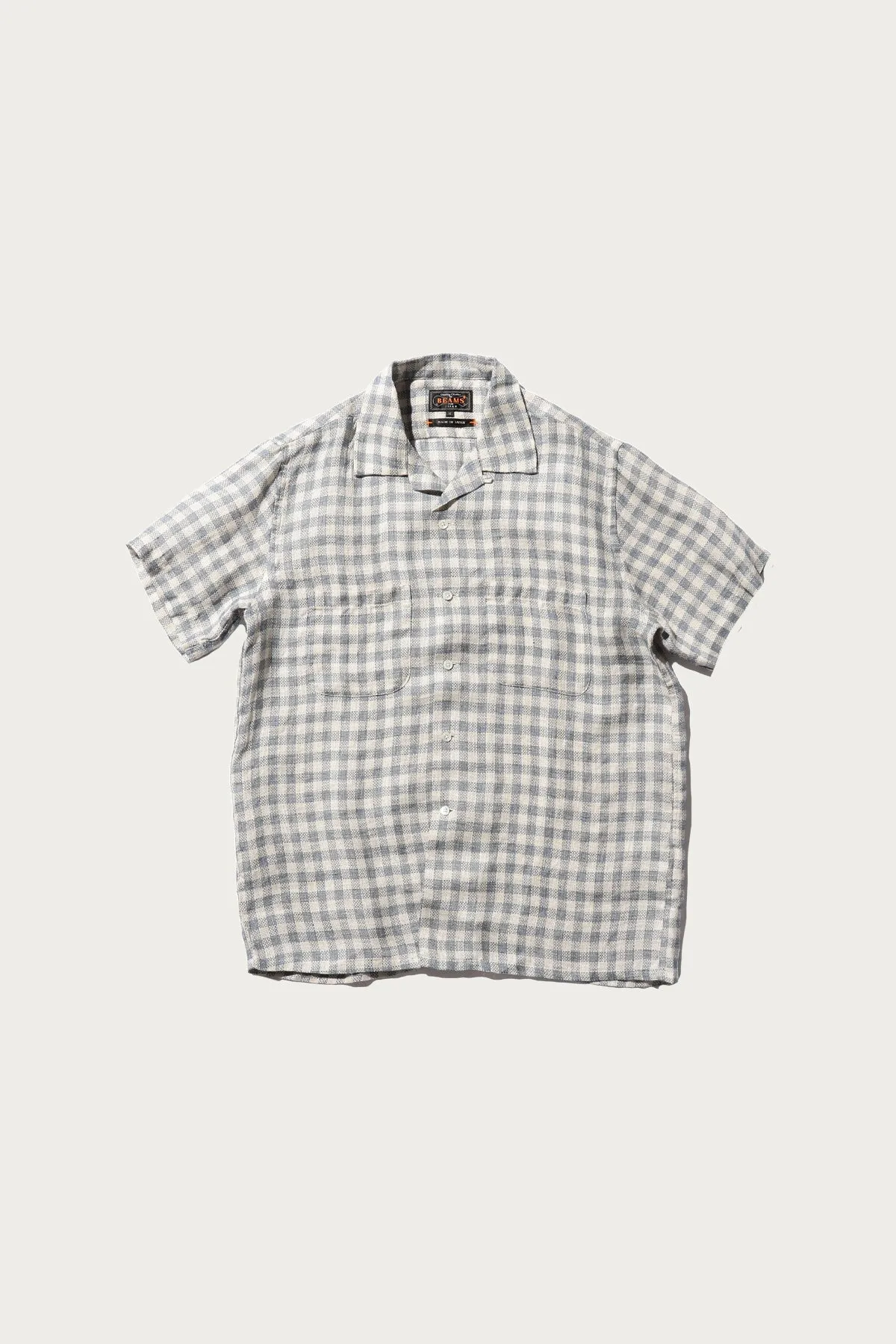 Open Collar Pajama Plaid Linen - Blue sold by Canoe Club