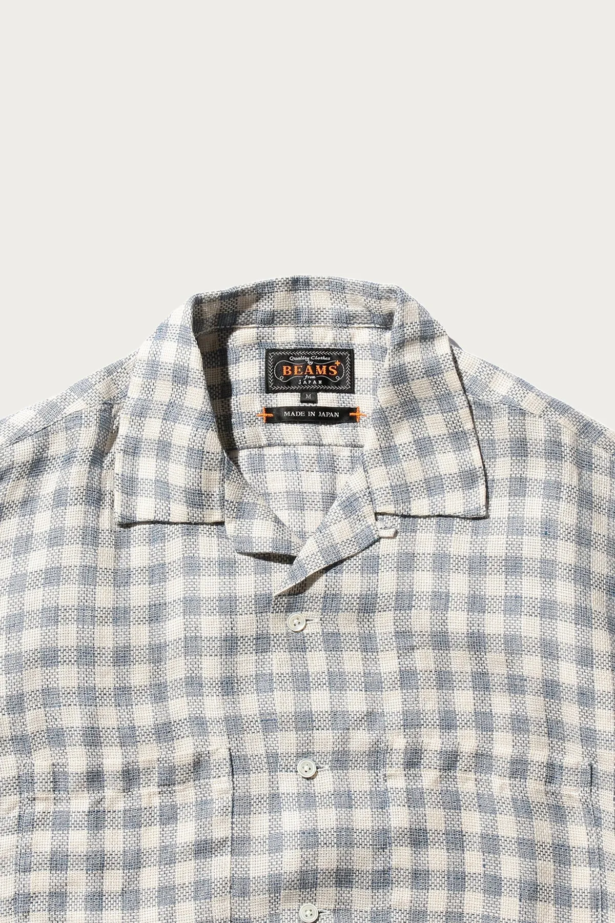 Open Collar Pajama Plaid Linen - Blue sold by Canoe Club product image thumbnail 3