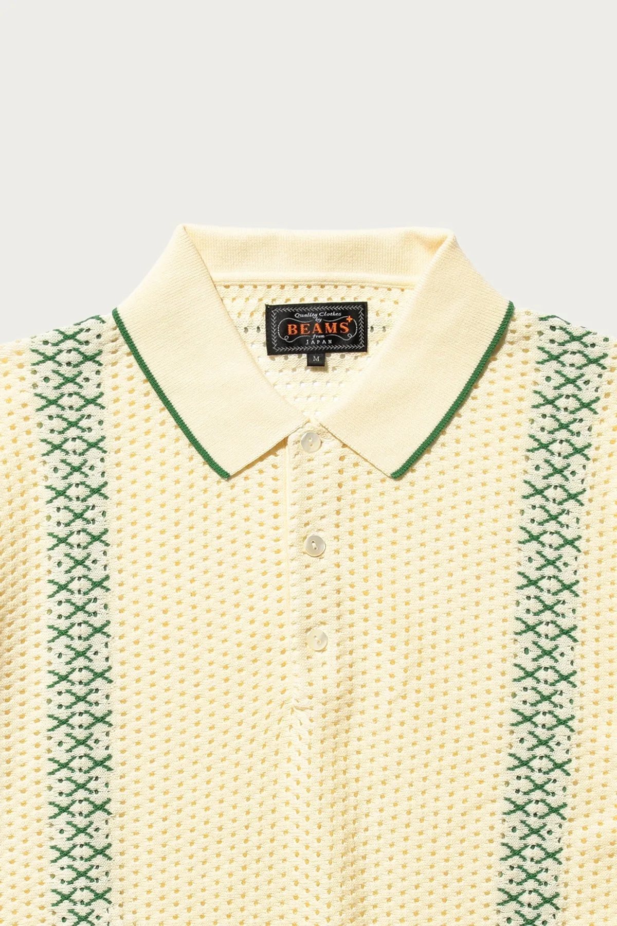 Knit Polo Mesh Stripe - Off White sold by Canoe Club product image thumbnail 5