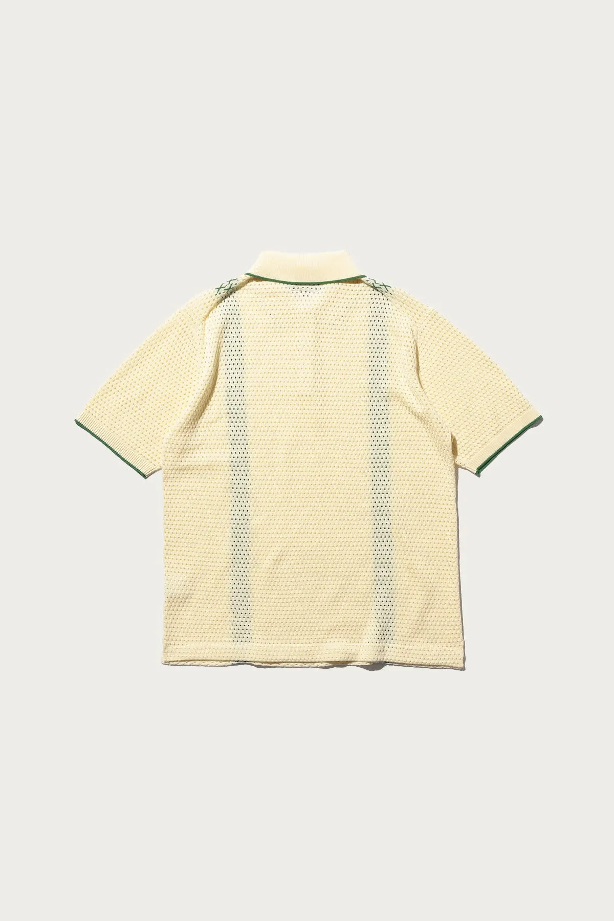 Knit Polo Mesh Stripe - Off White sold by Canoe Club product image thumbnail 4