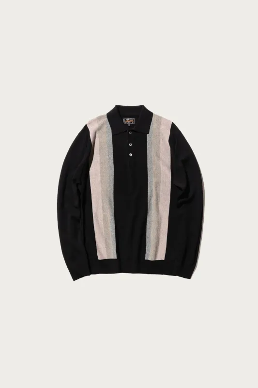 Knit Polo Stripe Argyle - Black made by BEAMS PLUS