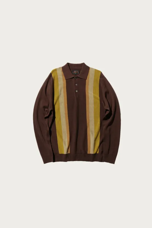 Knit Polo Stripe Argyle - Dark Brown made by BEAMS PLUS