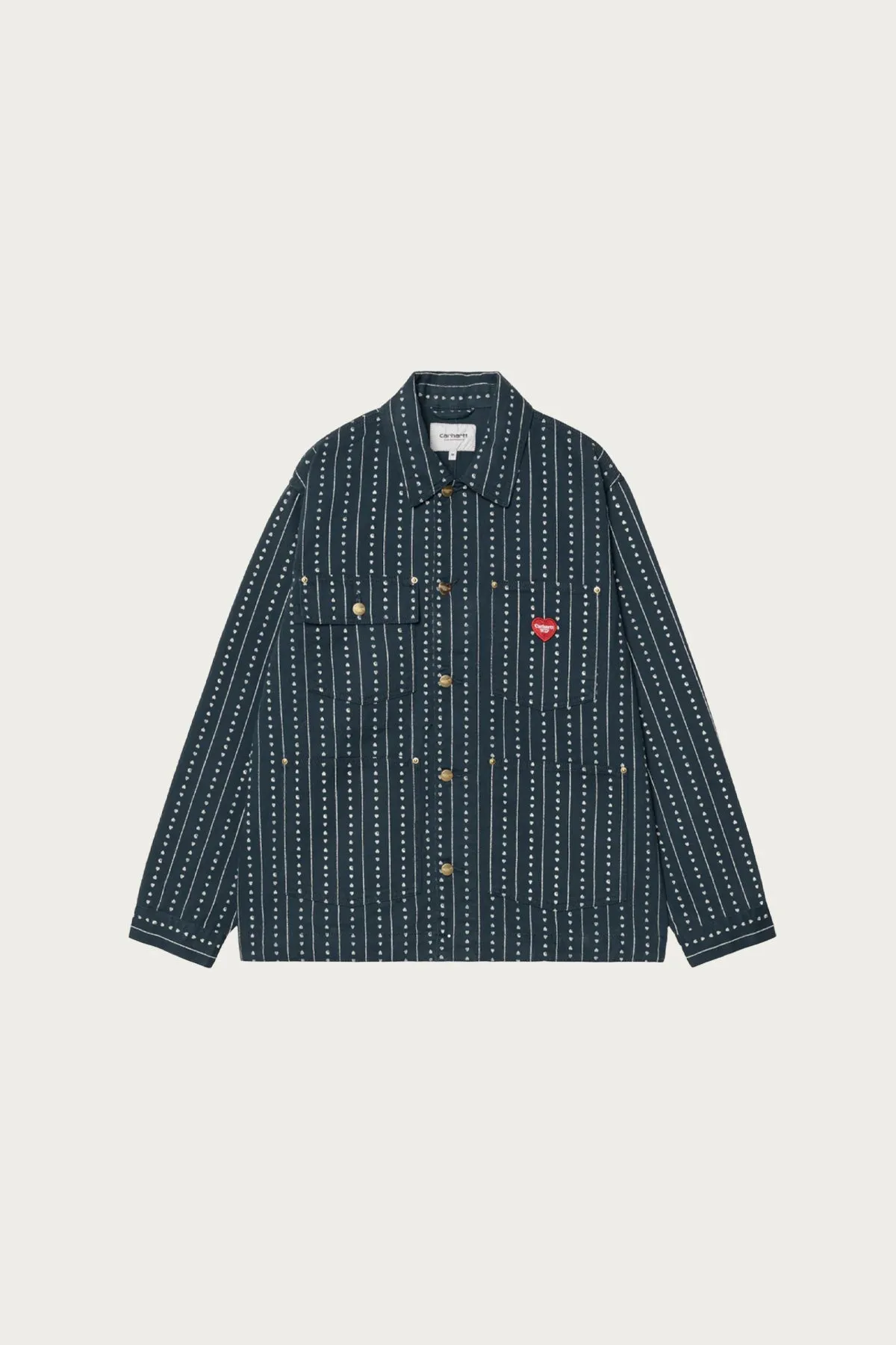Drewe Chore Coat - Heart Pinstripe/Ink sold by Canoe Club
