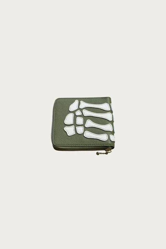 THUMB-UP BONE BAND ZIP Wallet - Olive made by Kapital