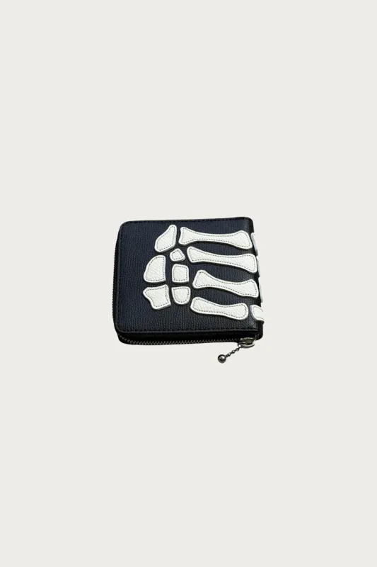 THUMB-UP BONE BAND ZIP Wallet - Black made by Kapital