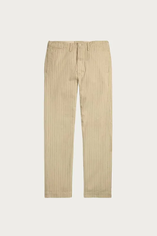 Striped Twill Officer's Pant - Cream/Multi Stripe made by RRL