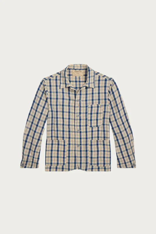 Indigo Plaid Twill Engineer Jacket - Indigo Plaid Multi sold by Canoe Club