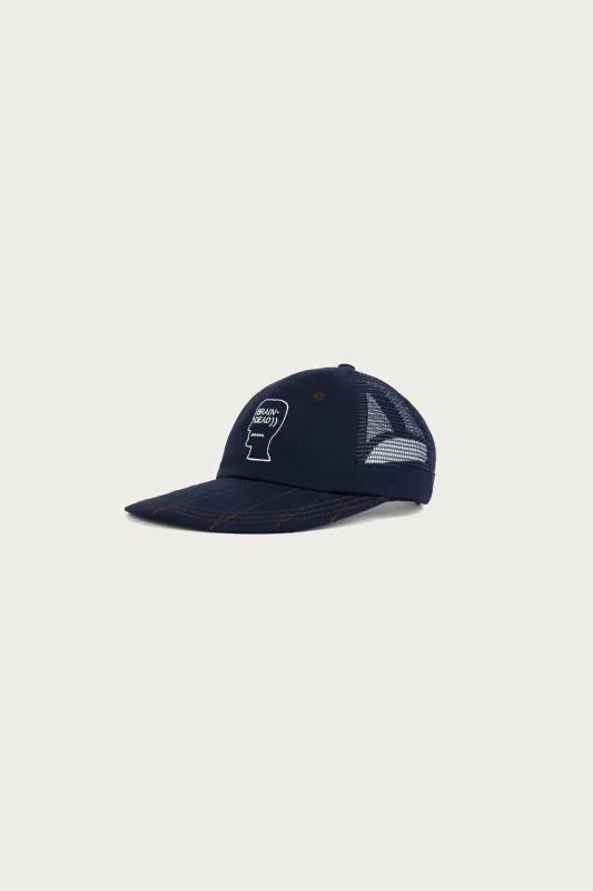 Logohead Long Brim Mesh Panel Hat - Navy made by Brain Dead