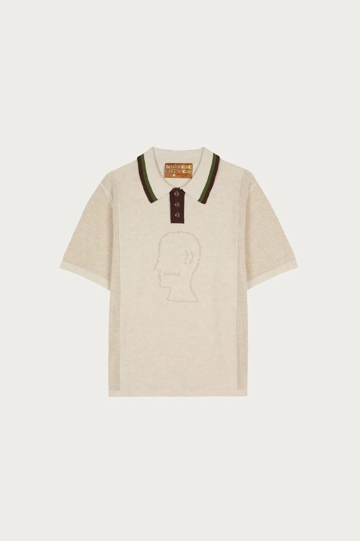 Logo Head Pointelle Polo - Natural sold by Canoe Club