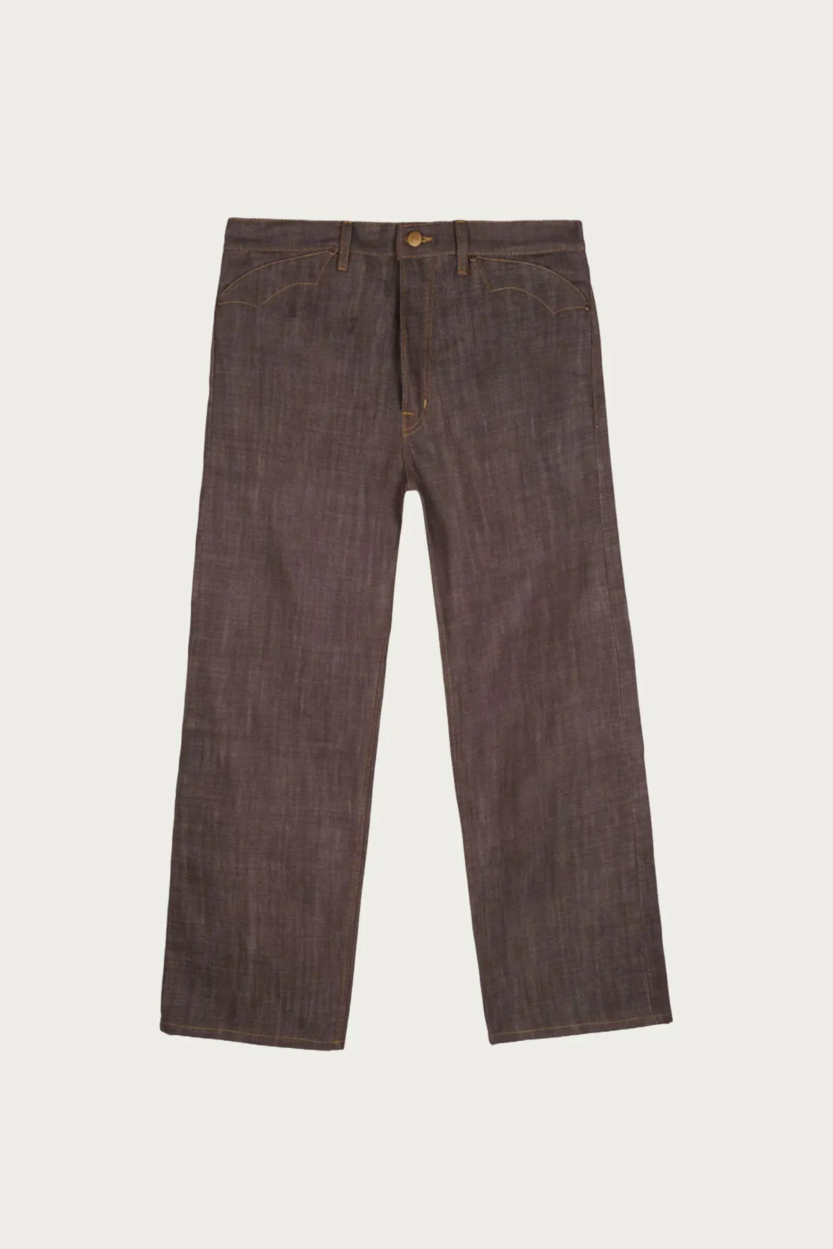 Type 00 14.5oz Selvedge Denim Pant - Brown sold by Canoe Club