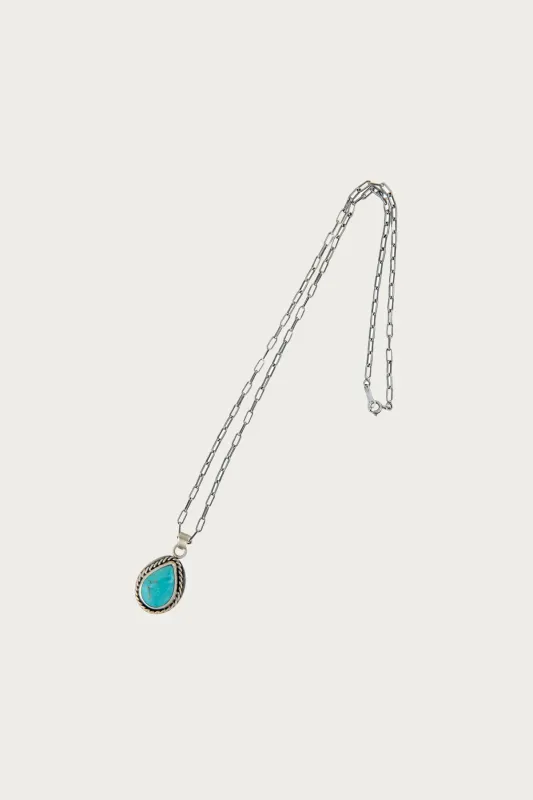 10¢ Teardrop Wire Rim Turquoise Pendant Necklace made by Canoe Club