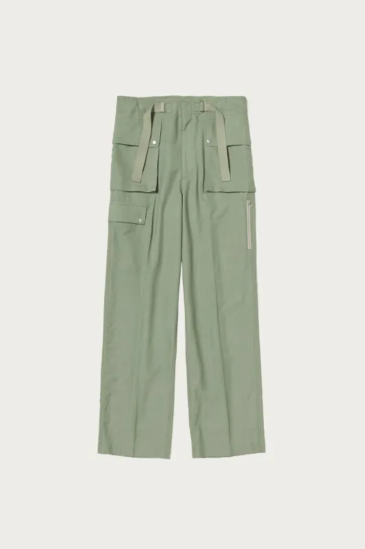 Wool Herringbone Cargo Pants - Olive sold by Canoe Club