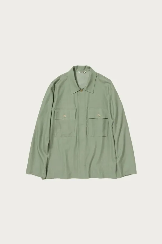 Wool Herringbone Overshirt - Olive sold by Canoe Club