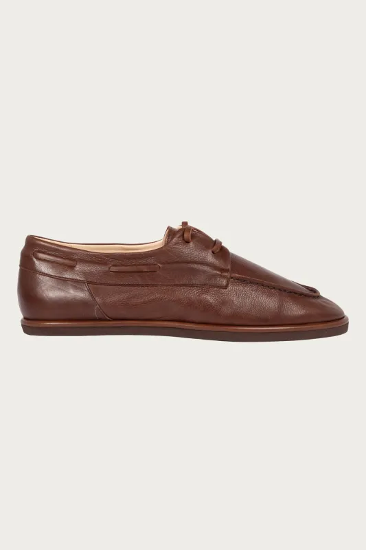 Soft Leather Deck Shoes - Brown made by Auralee