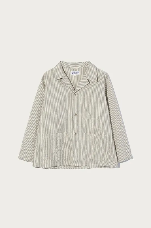 Utility Jacket - Navy/Natural Cotton Seersucker made by Canoe Club