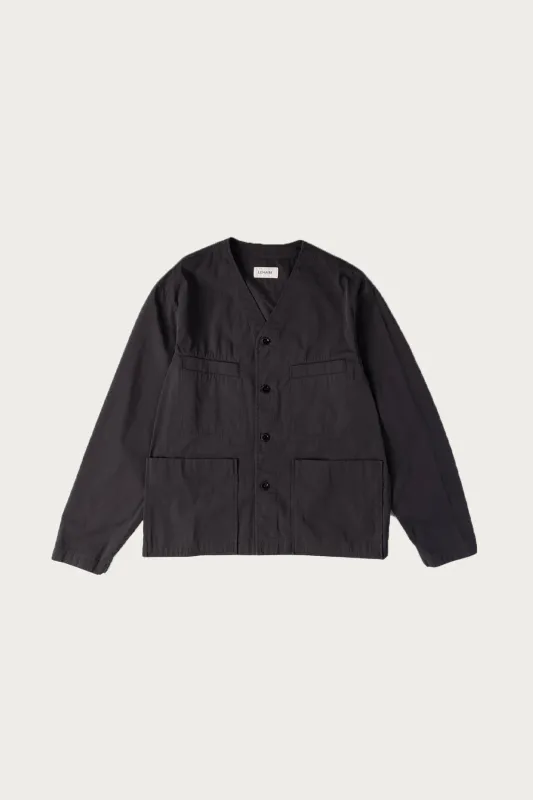 Collarless Overshirt - Charcoal sold by Canoe Club