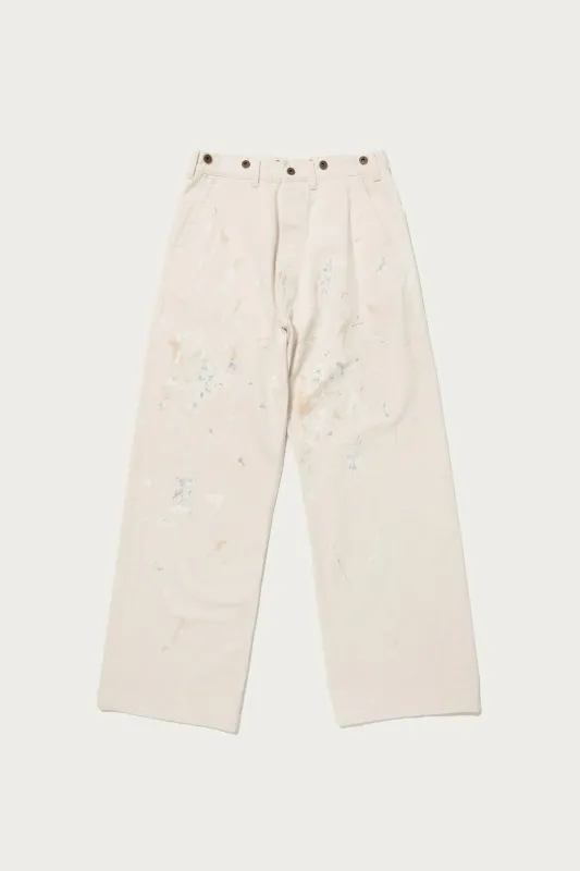 Lot. 204 Engineer Trousers - Ivory Paint made by Taiga Takahashi Mens