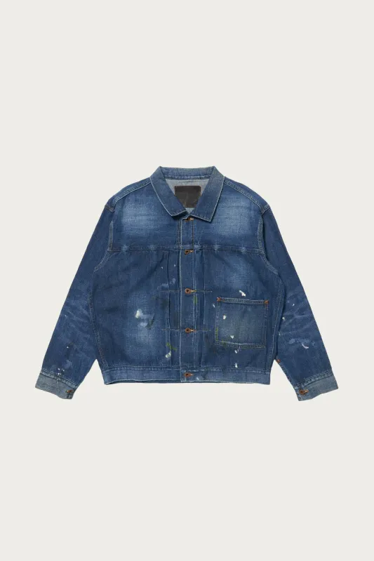 Lot. 703 Denim Jacket C. 1920's - Damaged Indigo Paint made by Taiga Takahashi Mens