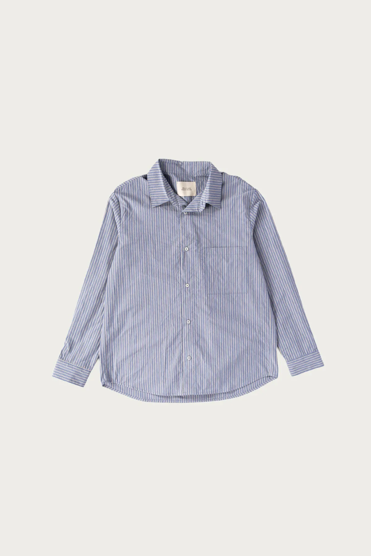 Office Shirt - Washed Blue Stripe Cotton Typewriter Cloth sold by Canoe Club