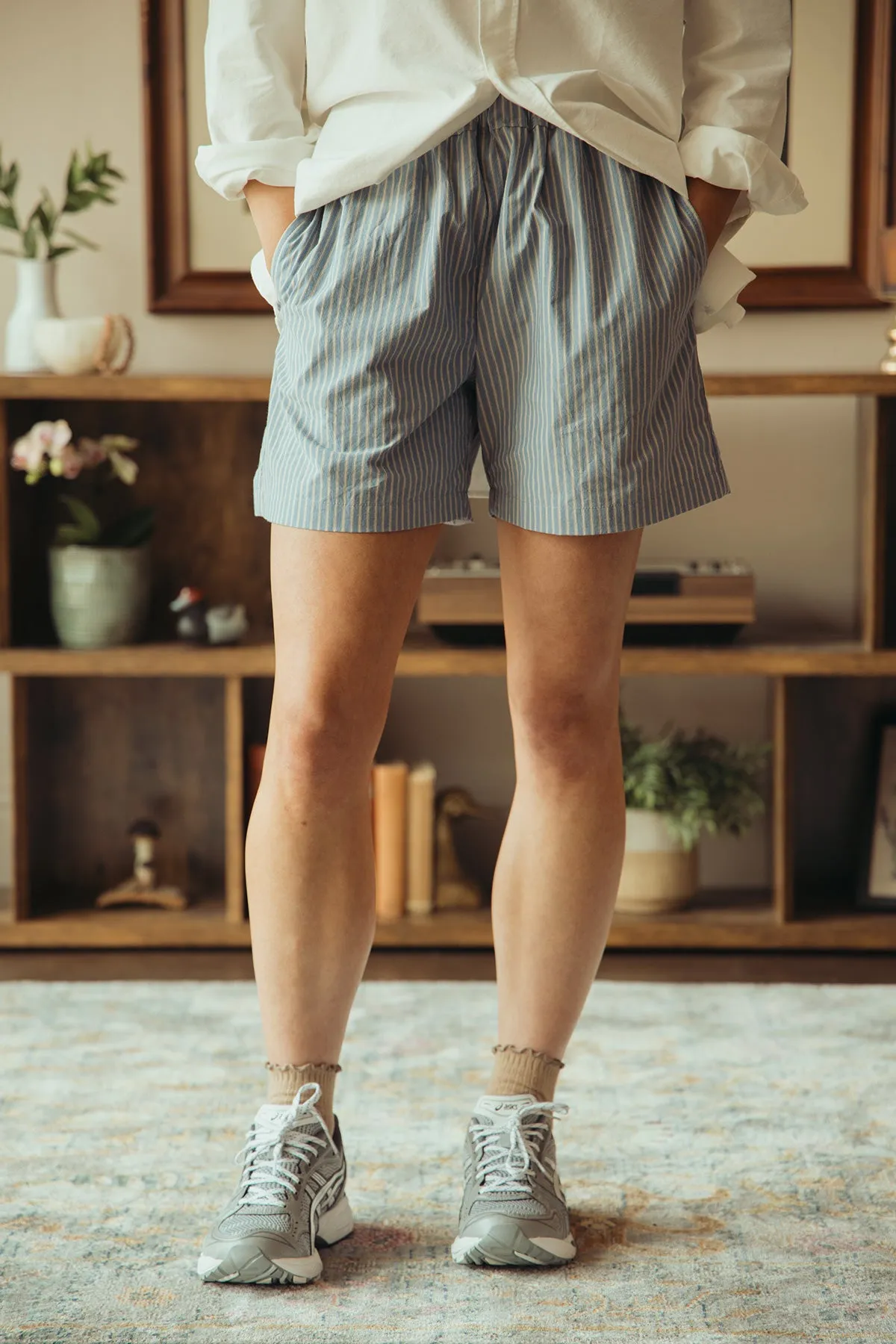 Garden Short - Blue Stripe Cotton Typewriter Cloth sold by Canoe Club product image thumbnail 2