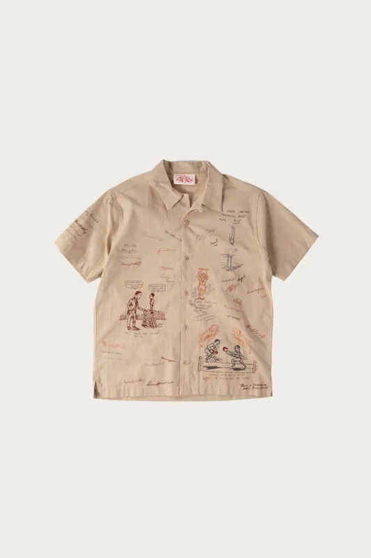 Yearbook Camp Shirt - Khaki/Grey made by Samuel Zelig