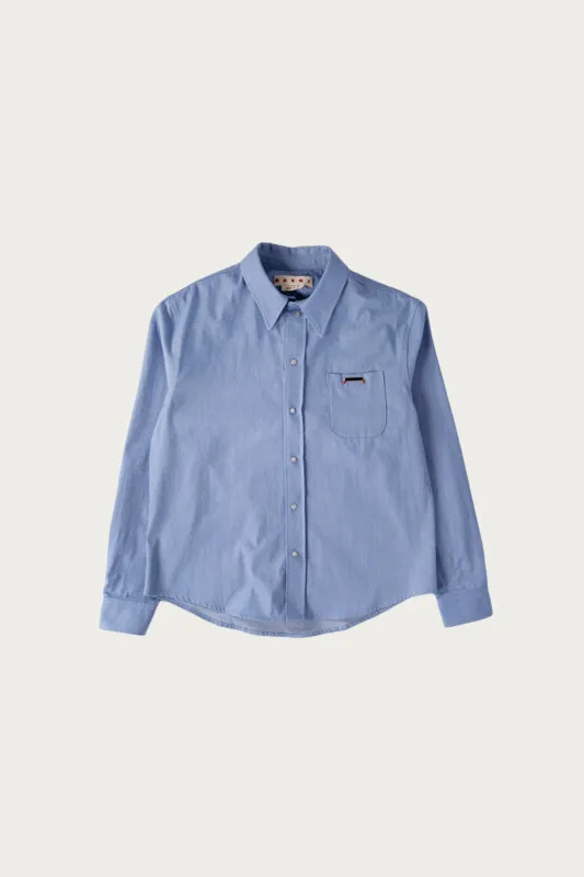 Colored Light Denim Western Shirt - Iris Blue made by Marni