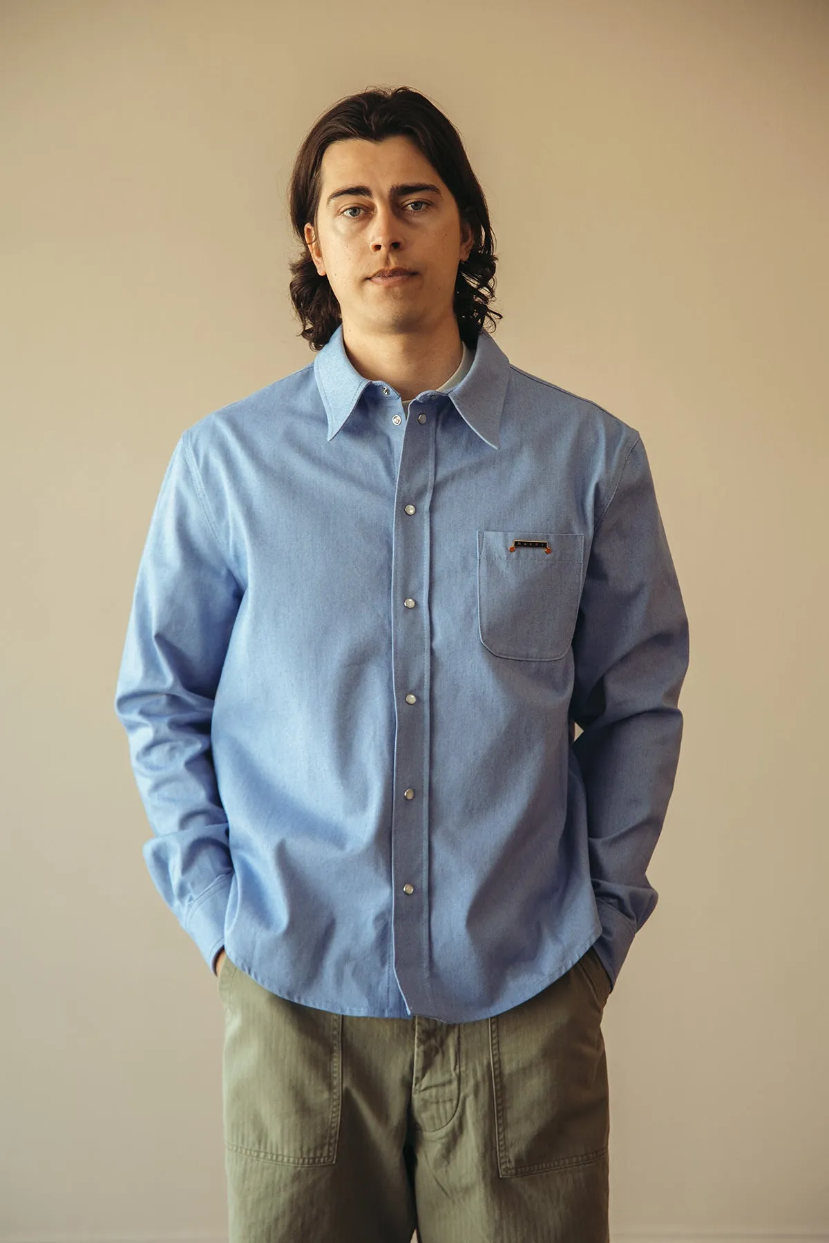 Colored Light Denim Western Shirt - Iris Blue sold by Canoe Club product image thumbnail 2