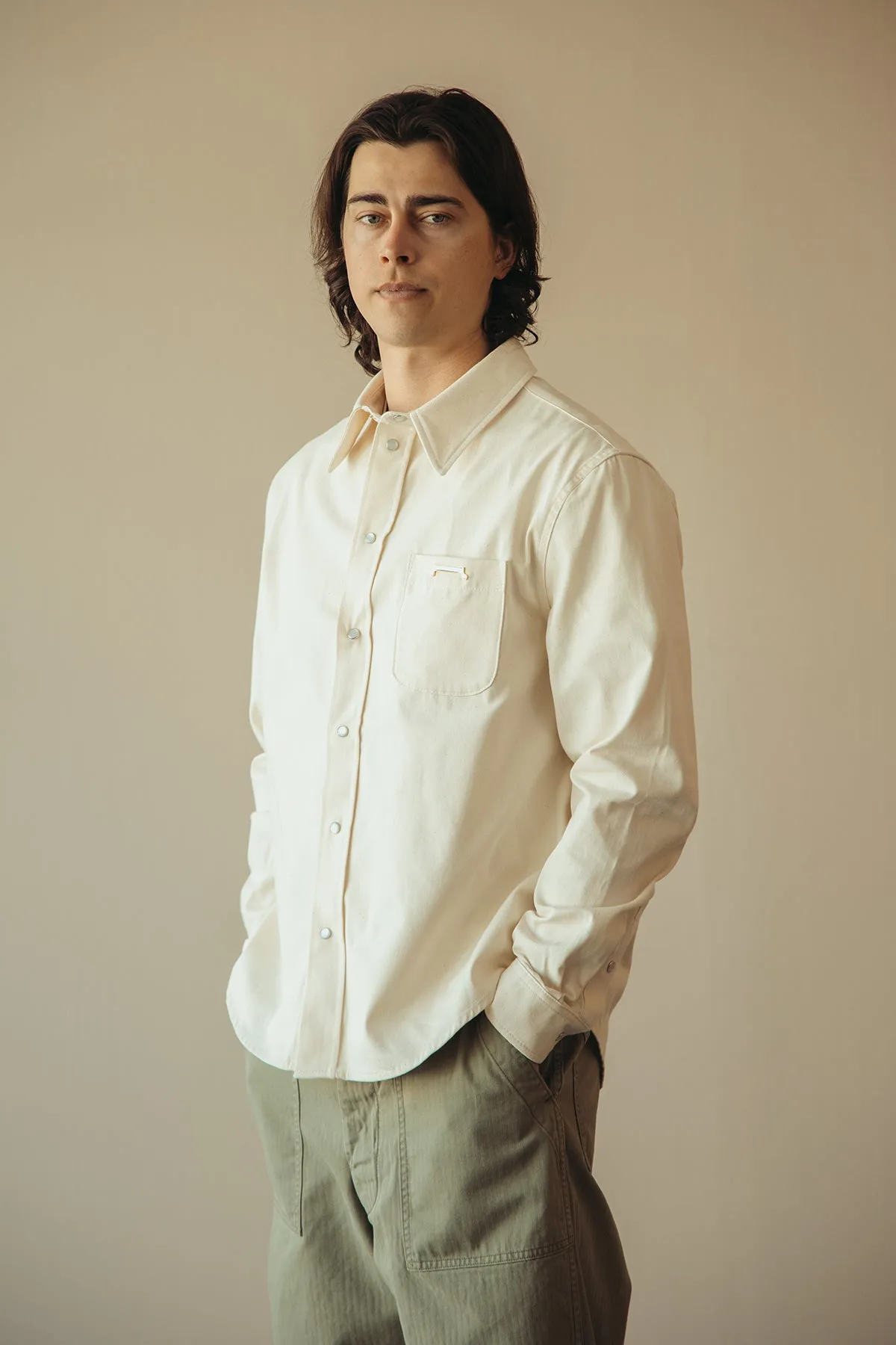 Colored Light Denim Western Shirt - Bone sold by Canoe Club product image thumbnail 2