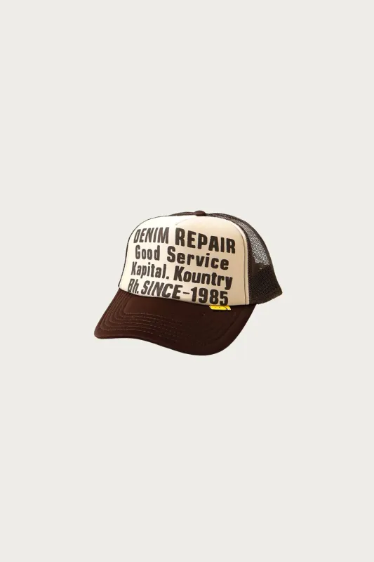 DENIM REPAIR SERVICE Truck Cap - Brown made by Kapital
