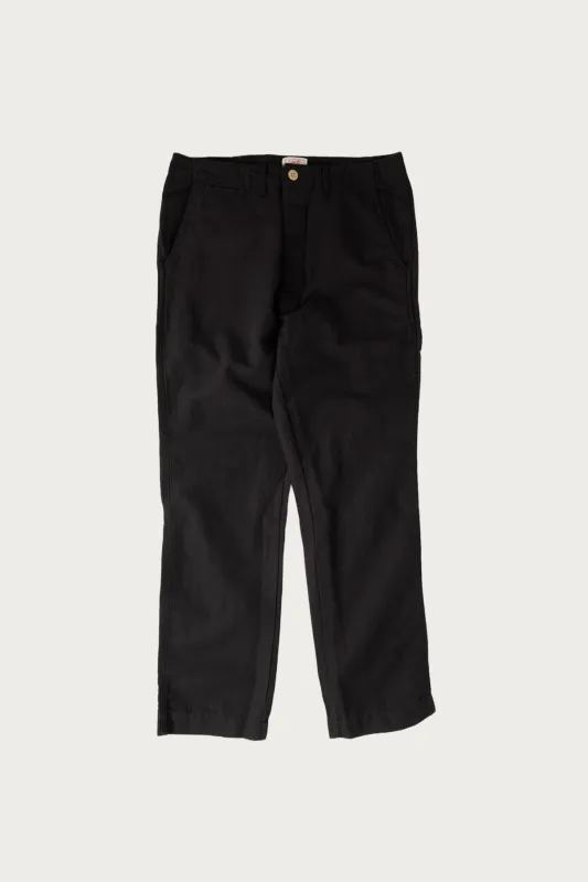 Flat Front Cotton/Linen Chinos - Faded Black made by Wythe NY