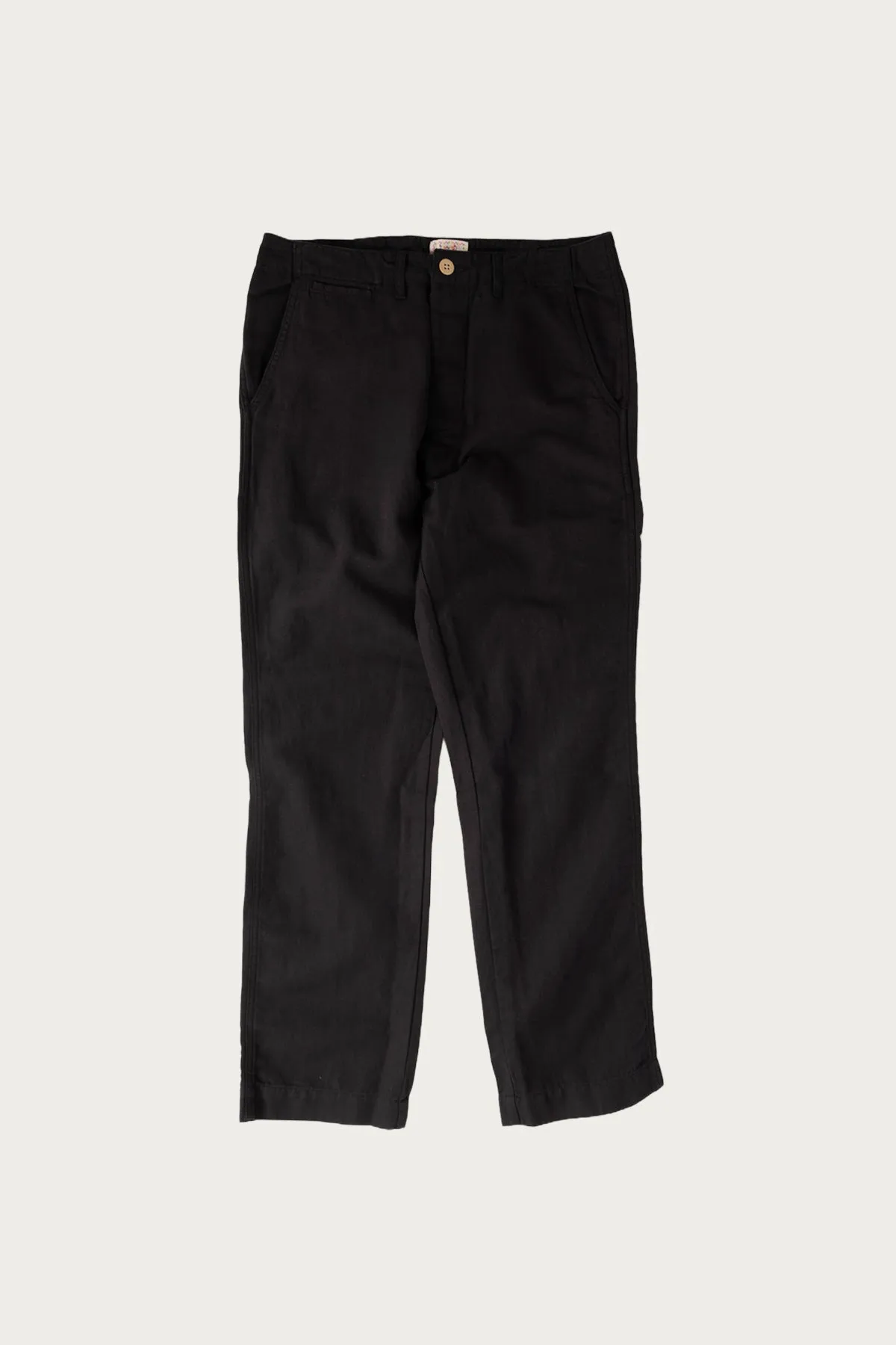 Flat Front Cotton/Linen Chinos - Faded Black sold by Canoe Club