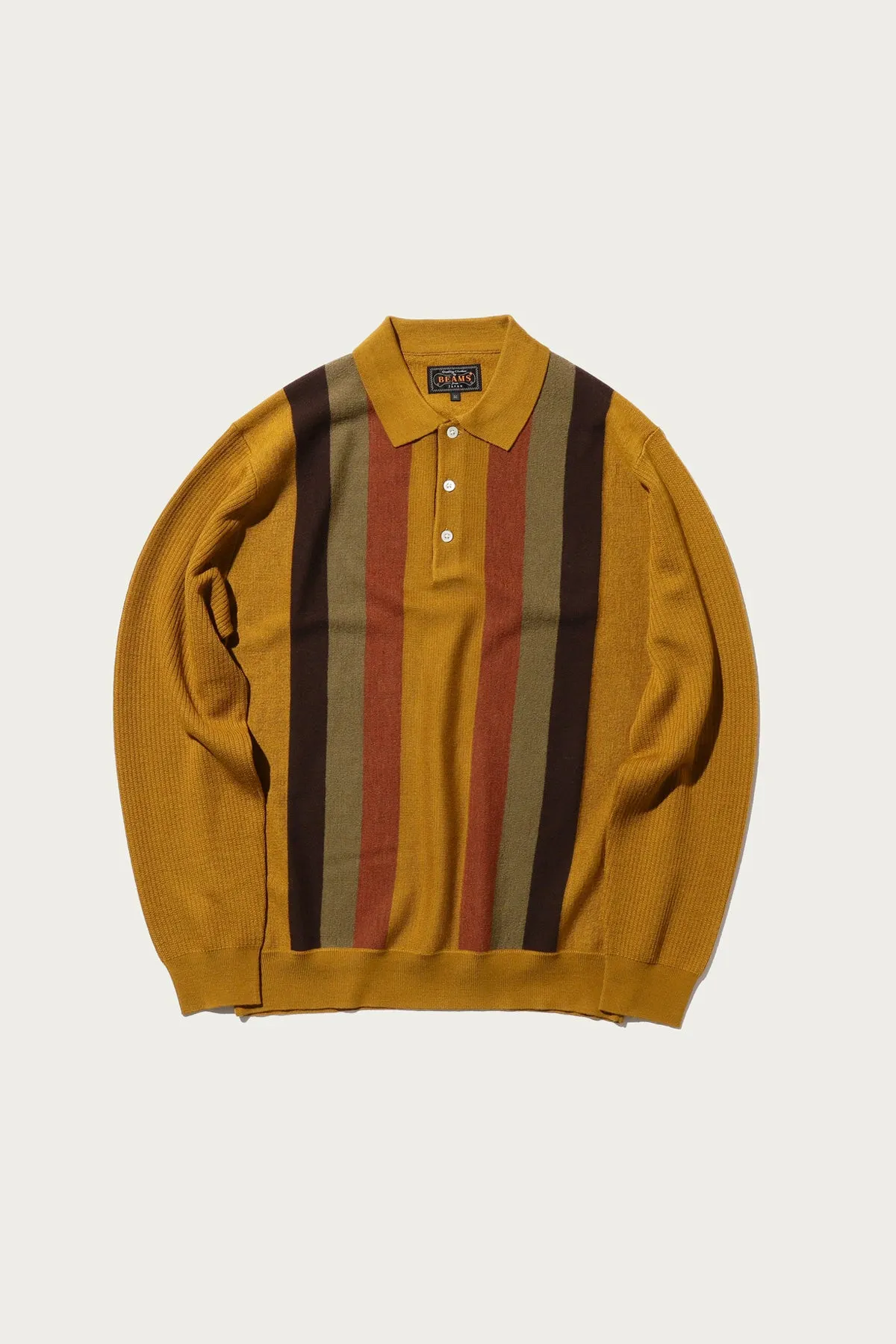 Striped Knit Polo - Mustard sold by Canoe Club