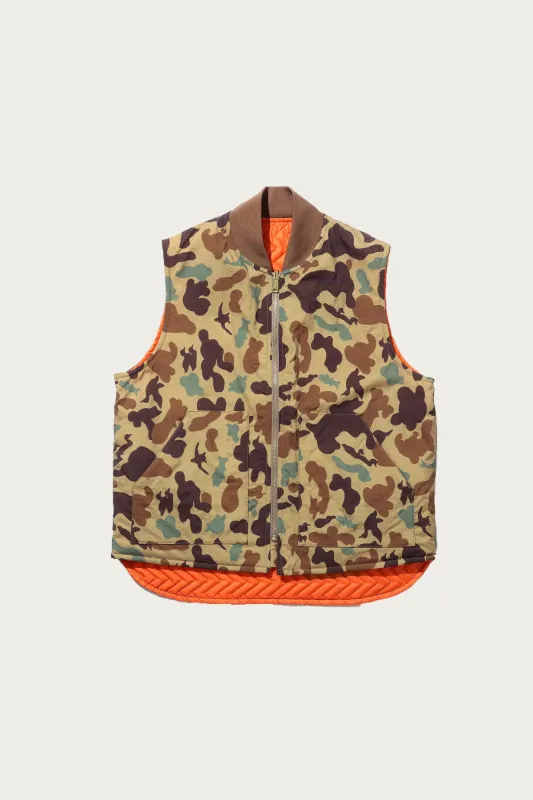 Reversible WORK Puff Vest - Khaki Animal Print sold by Canoe Club