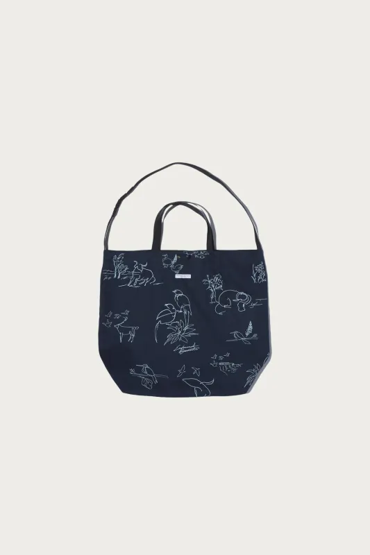 Carry All Tote Reversible - Navy Animal Print 6.5oz Flat Twill made by Engineered Garments