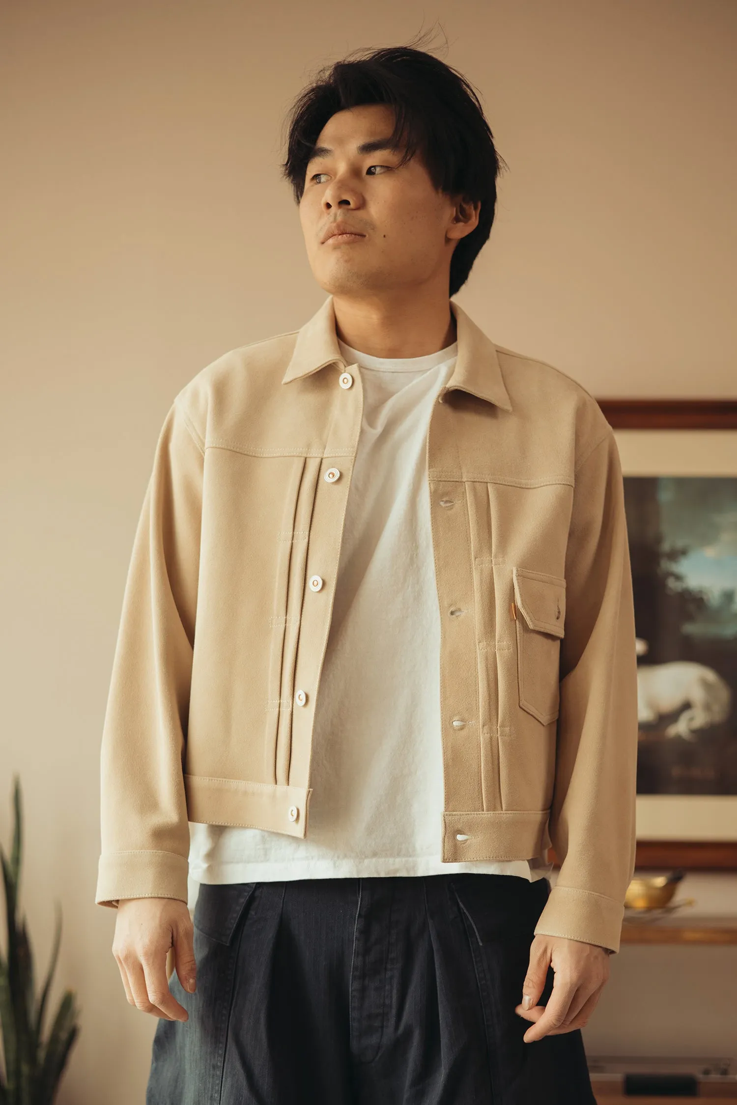 Lambsuede Jacket - Beige sold by Canoe Club product image thumbnail 2