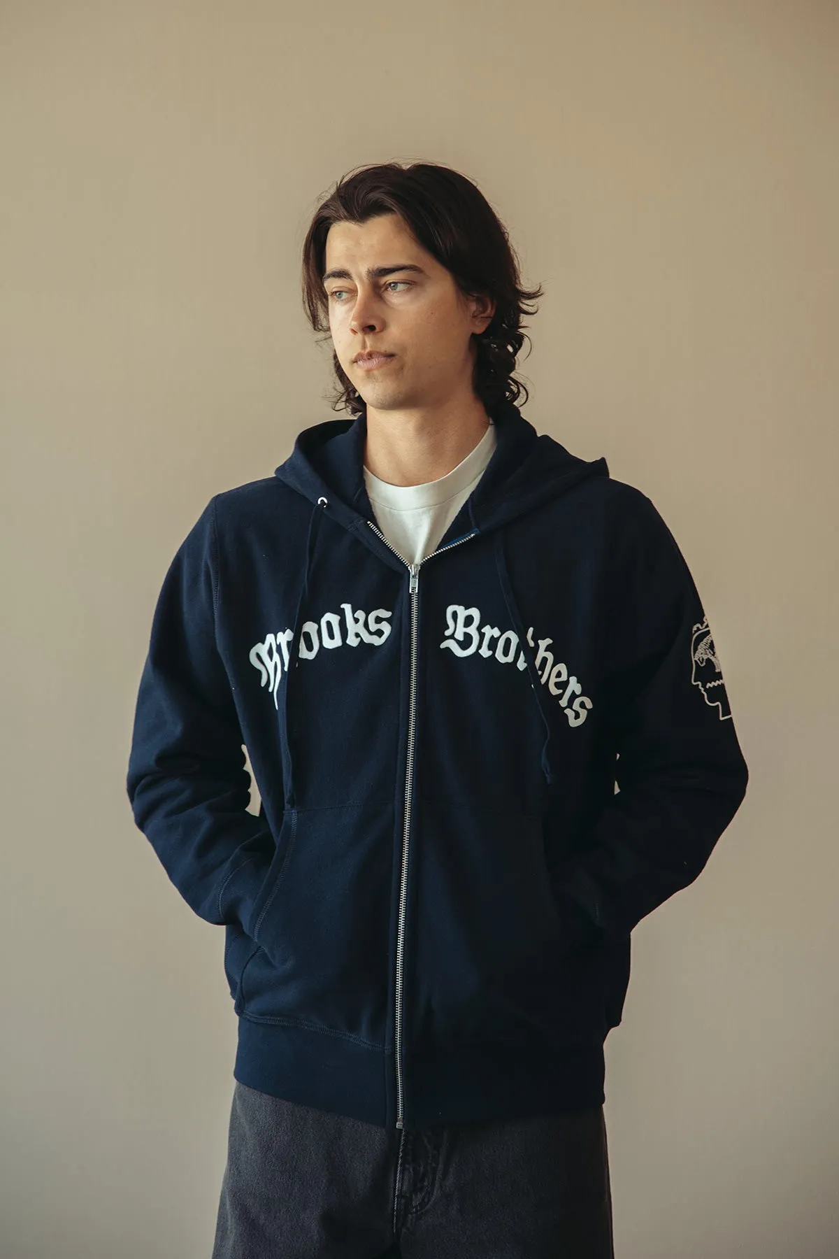 Brain Dead x Brooks Brothers California Logo Zip Hoodie - Navy sold by Canoe Club product image thumbnail 3