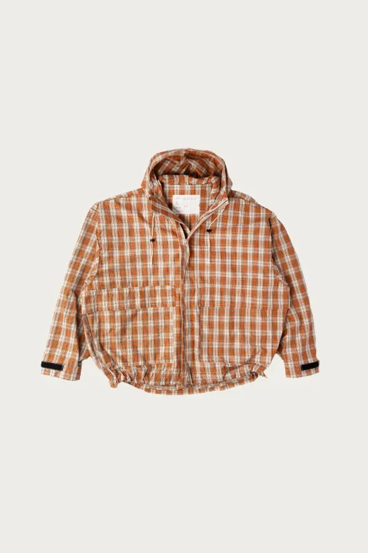 Cropped Outdoor Jacket - Orange/Brown Check made by Camiel Fortgens