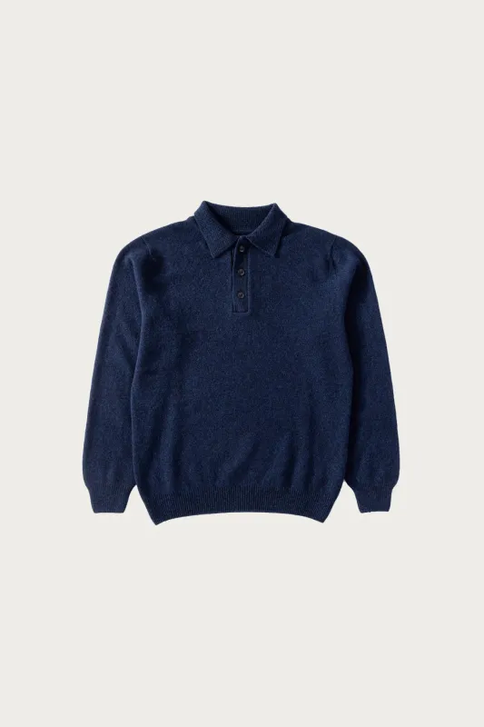 Dance of the Polo Knit - Navy Mix Superfine Lambswool made by Howlin'