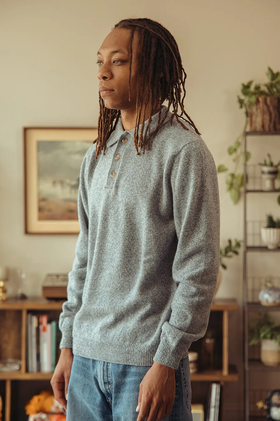 Dance of the Polo Knit - Sky Mix Superfine Lambswool sold by Canoe Club product image thumbnail 3