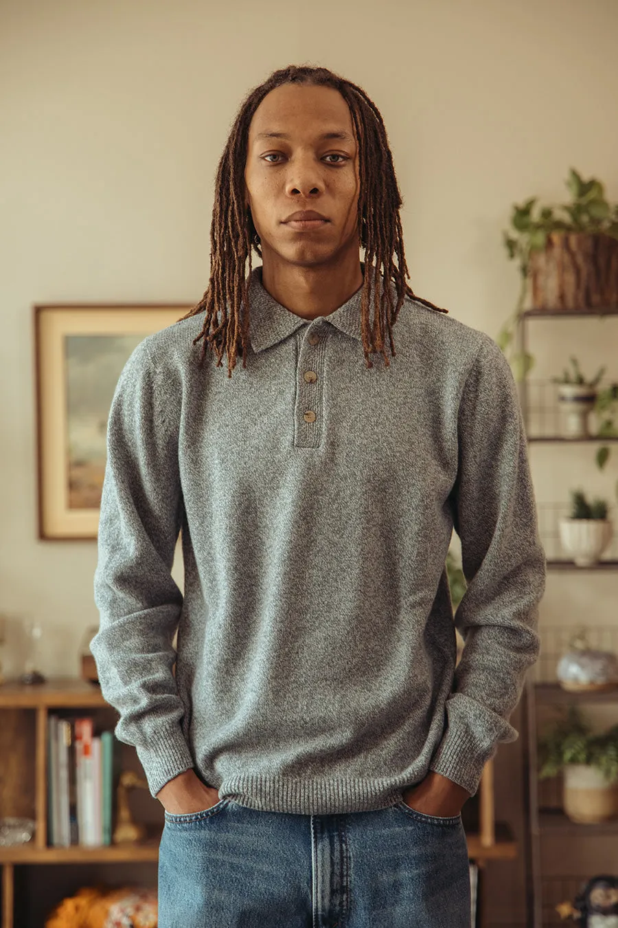 Dance of the Polo Knit - Sky Mix Superfine Lambswool sold by Canoe Club product image thumbnail 2