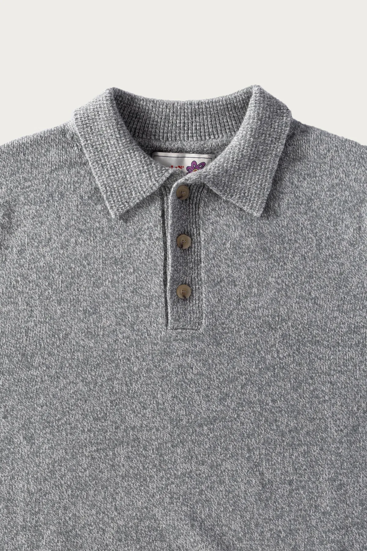 Dance of the Polo Knit - Sky Mix Superfine Lambswool sold by Canoe Club product image thumbnail 4