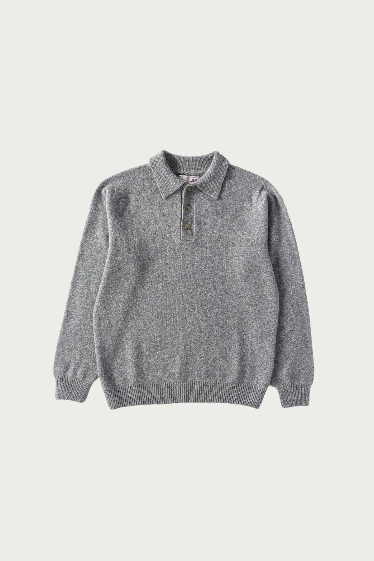 Dance of the Polo Knit - Sky Mix Superfine Lambswool sold by Canoe Club