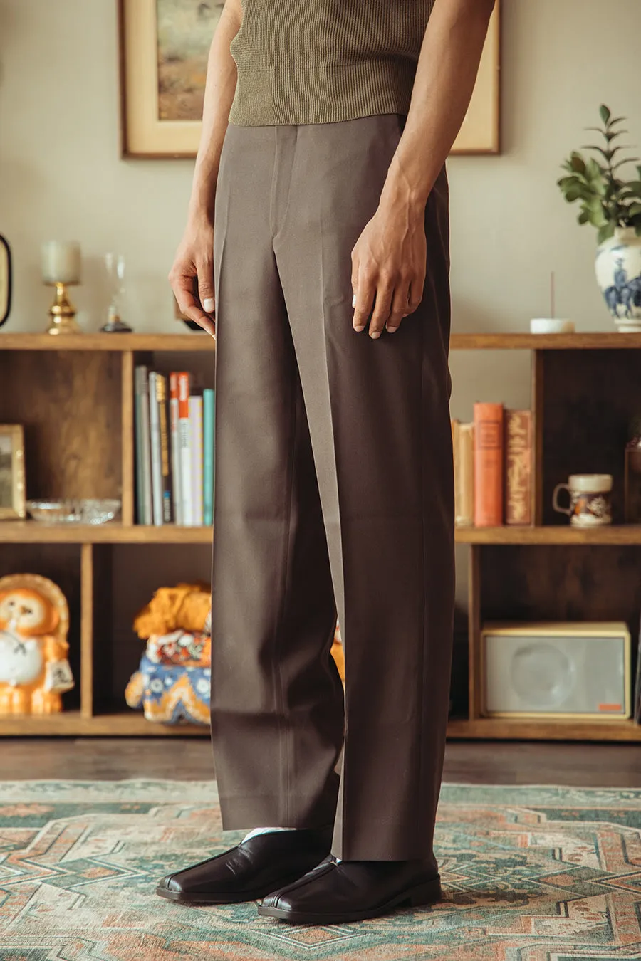 Light Wool Max Gabardine Slacks - Dark Brown sold by Canoe Club product image thumbnail 3