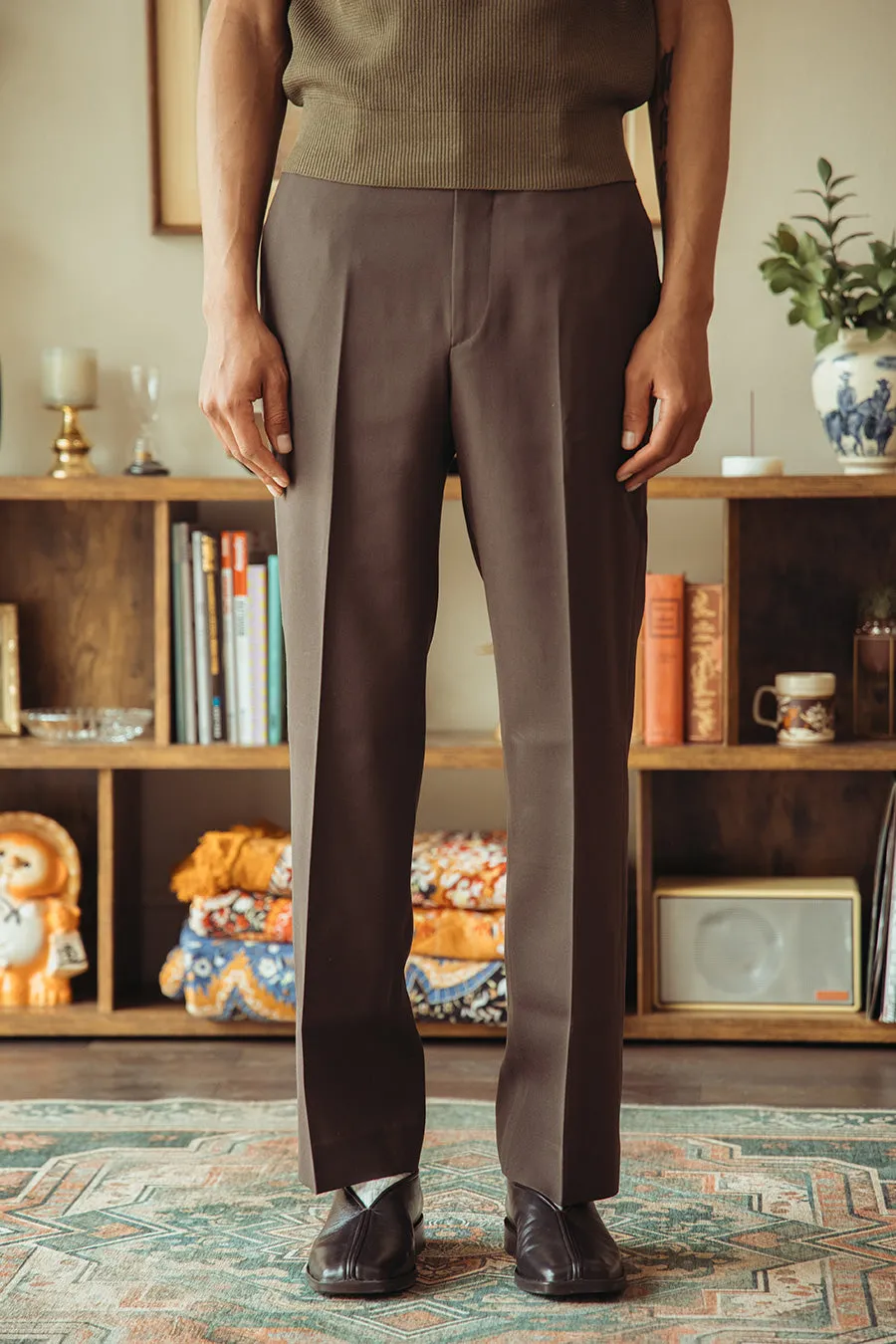 Light Wool Max Gabardine Slacks - Dark Brown sold by Canoe Club product image thumbnail 2