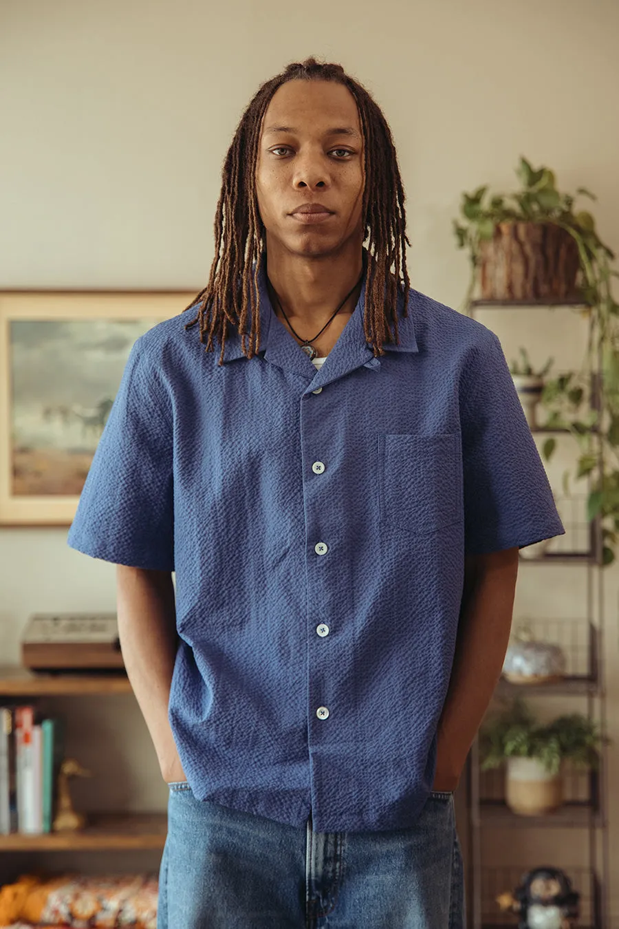 Seersucker Cocktail Shirt - Blue sold by Canoe Club product image thumbnail 2